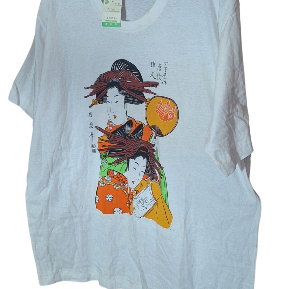 Vintage 90s Japanese Ukiyo-e Geisha Art T-Shirt - Tokyo Tag - Single Stitch - L